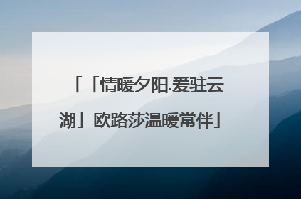 「情暖夕阳.爱驻云湖」欧路莎温暖常伴