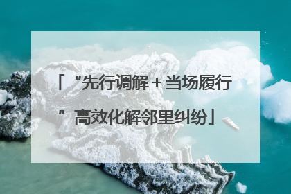 “先行调解＋当场履行”高效化解邻里纠纷