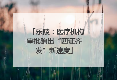 乐陵：医疗机构审批跑出“四证齐发”新速度