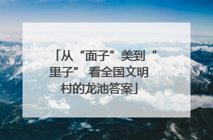 从“面子”美到“里子” 看全国文明村的龙池答案