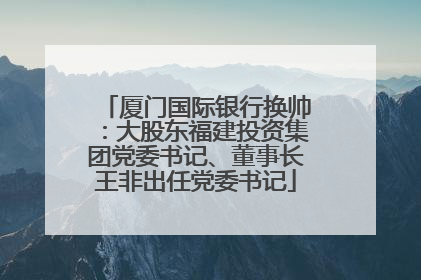 厦门国际银行换帅：大股东福建投资集团党委书记、董事长王非出任党委书记