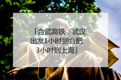 合武高铁：武汉出发1小时到合肥3小时到上海