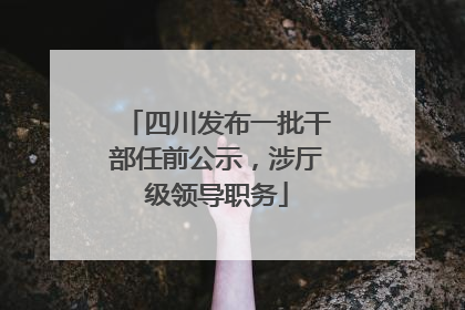 四川发布一批干部任前公示，涉厅级领导职务