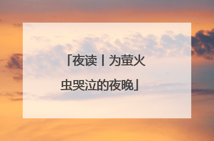 夜读丨为萤火虫哭泣的夜晚