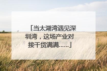 当太湖湾遇见深圳湾，这场产业对接干货满满……