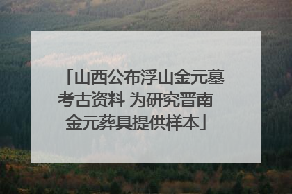 山西公布浮山金元墓考古资料 为研究晋南金元葬具提供样本