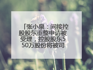 张小泉：间接控股股东重整申请被受理，控股股东550万股份将被司法拍卖