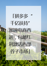 拼多多“千亿扶持”加速电商西进，包邮红利激活西部谷子市场