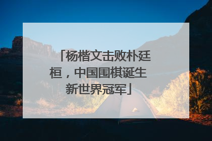 杨楷文击败朴廷桓，中国围棋诞生新世界冠军
