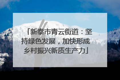 新泰市青云街道：坚持绿色发展，加快形成乡村振兴新质生产力