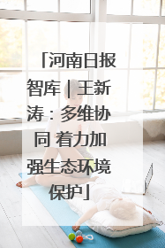 河南日报智库｜王新涛：多维协同 着力加强生态环境保护