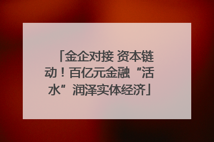 金企对接 资本链动！百亿元金融“活水”润泽实体经济